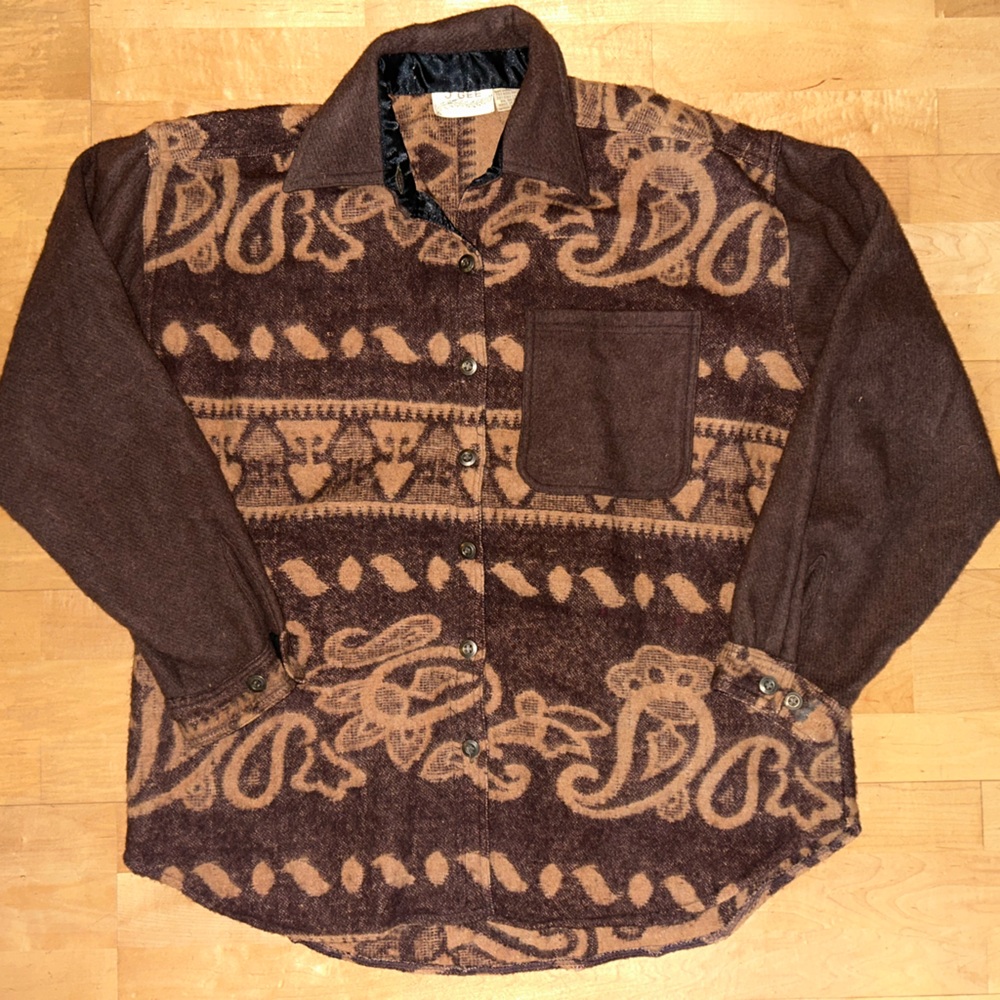 Women’s Wool Brown Paisley Button up